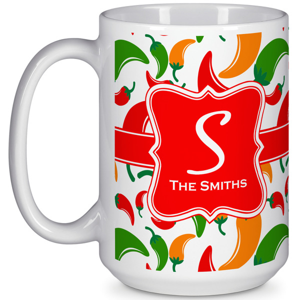 Custom Colored Peppers 15 Oz Coffee Mug - White (Personalized)