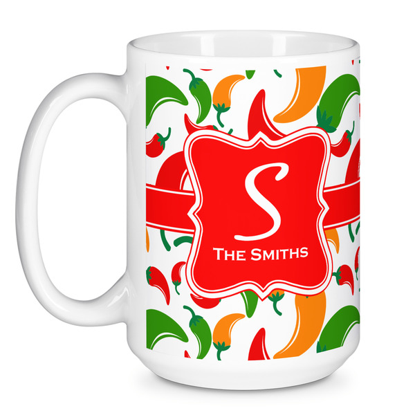 Colored Peppers Coffee Mug - 15 oz - White