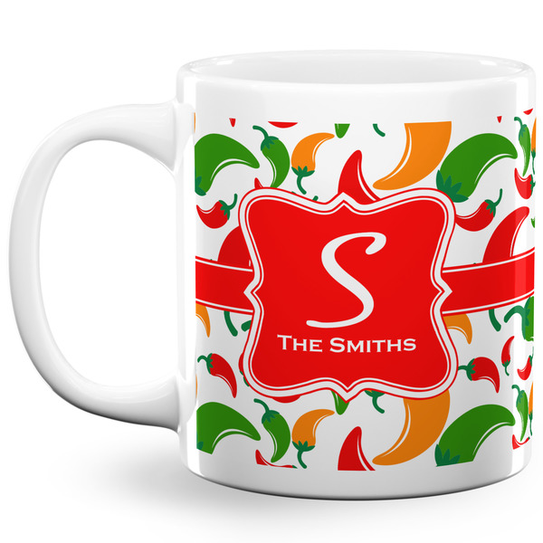 Colored Peppers Coffee Mug - 20 oz - White
