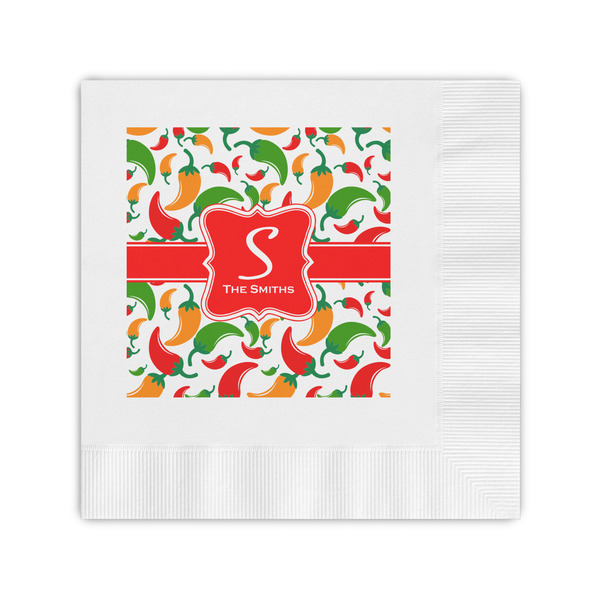 Custom Colored Peppers Coined Cocktail Napkins (Personalized)