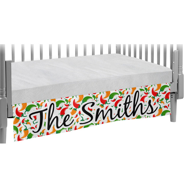 Custom Colored Peppers Crib Skirt w/ Name and Initial