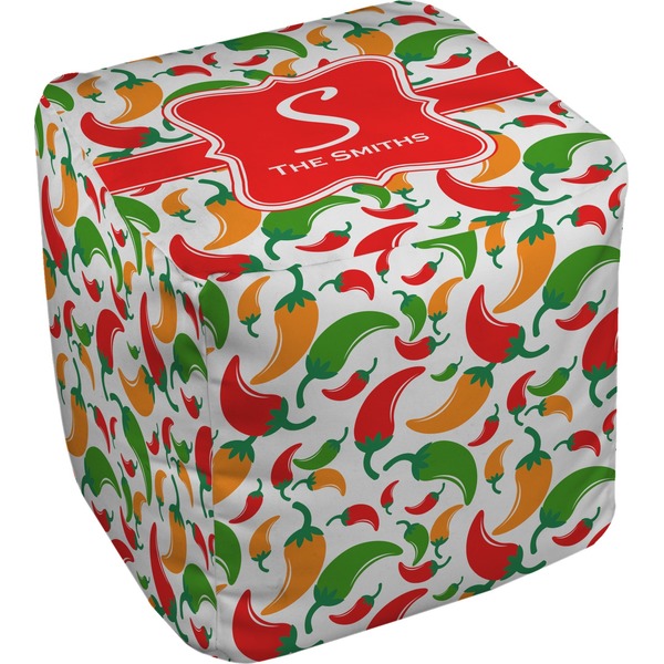 Custom Colored Peppers Cube Pouf Ottoman (Personalized)