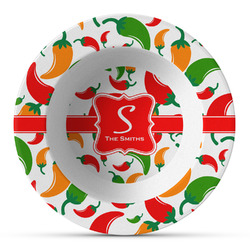 Colored Peppers Plastic Bowl - Microwave Safe - Composite Polymer (Personalized)