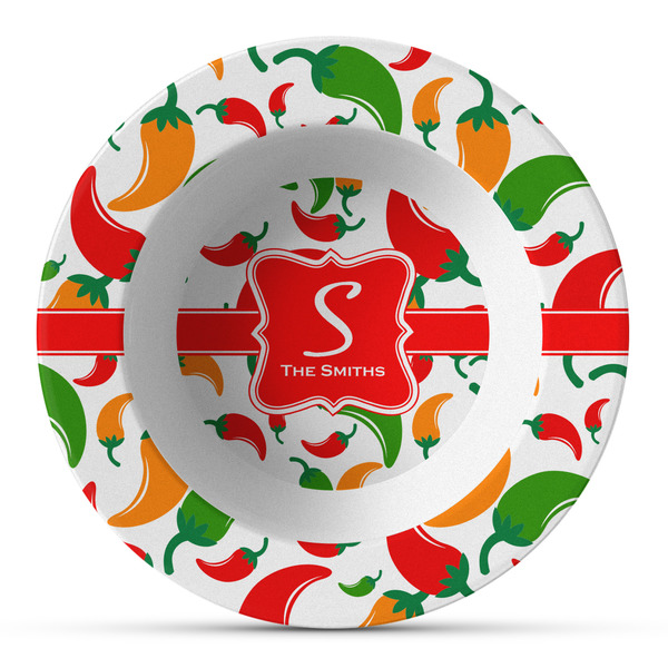 Custom Colored Peppers Plastic Bowl - Microwave Safe - Composite Polymer (Personalized)