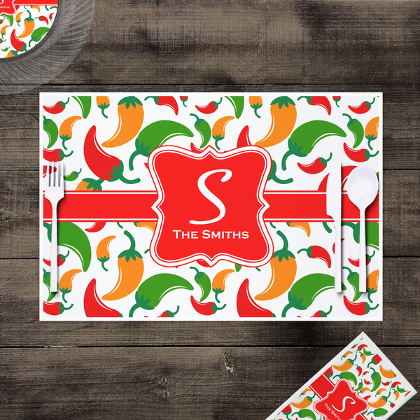 Colored Peppers Disposable Paper Placemat - In Context