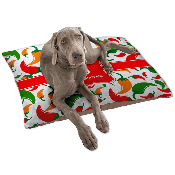 Custom Colored Peppers Dog Bed - Large w/ Name and Initial