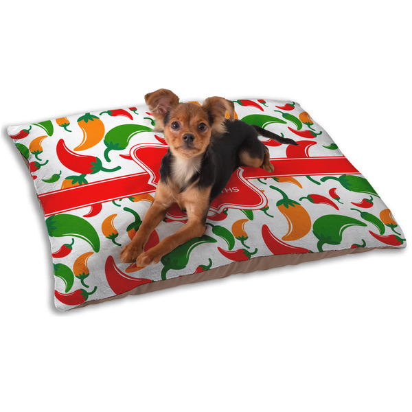 Custom Colored Peppers Dog Bed - Small w/ Name and Initial