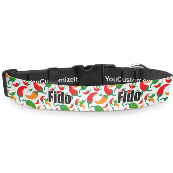Custom Colored Peppers Deluxe Dog Collar - Large (13" to 21") (Personalized)