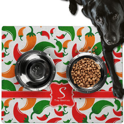 Colored Peppers Dog Food Mat - Large w/ Name and Initial