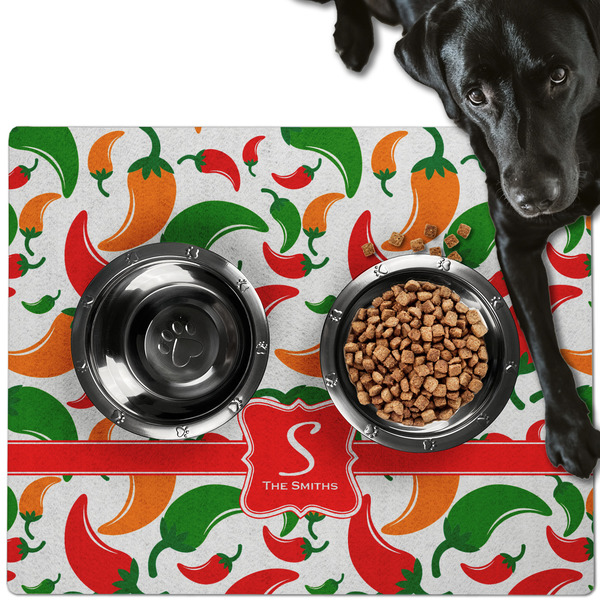 Colored Peppers Dog Food Mat - Large LIFESTYLE