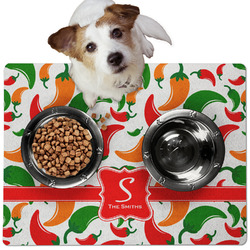 Colored Peppers Dog Food Mat - Medium w/ Name and Initial