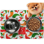 Colored Peppers Dog Food Mat - Small w/ Name and Initial