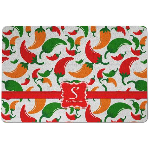 Custom Colored Peppers Dog Food Mat w/ Name and Initial