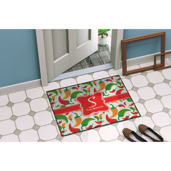 Colored Peppers Door Mat Lifestyle