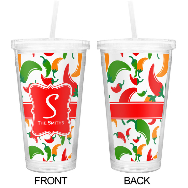 Colored Peppers Double Wall Tumbler with Straw - Approval