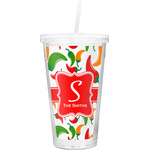 Colored Peppers Double Wall Tumbler with Straw (Personalized)