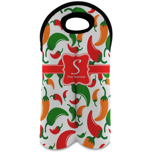 Custom Colored Peppers Wine Tote Bag (2 Bottles) (Personalized)