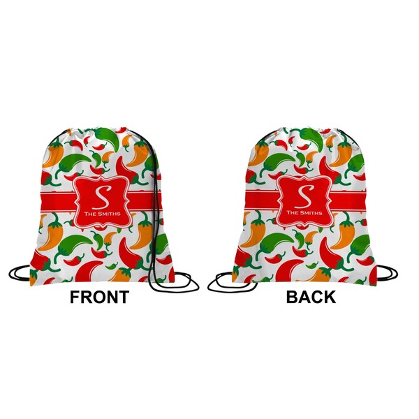 Colored Peppers Drawstring Backpack Front & Back Small