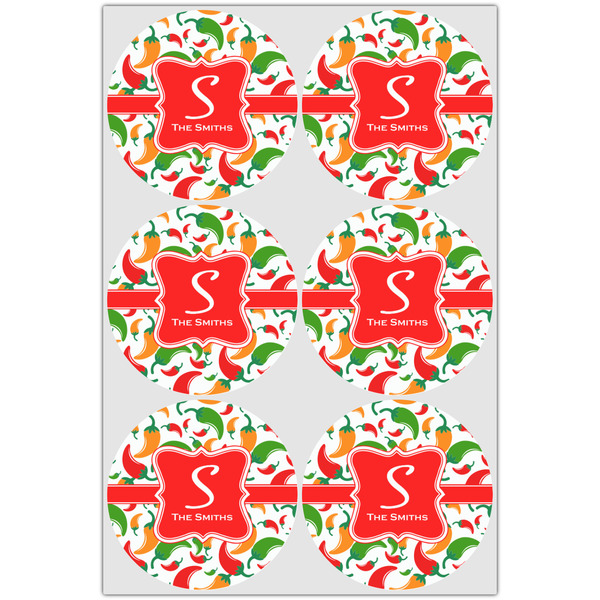 Colored Peppers Drink Topper - Large - Set of 6