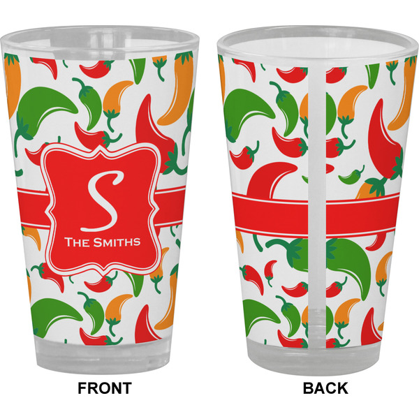 Colored Peppers Pint Glass - Full Color - Front & Back Views