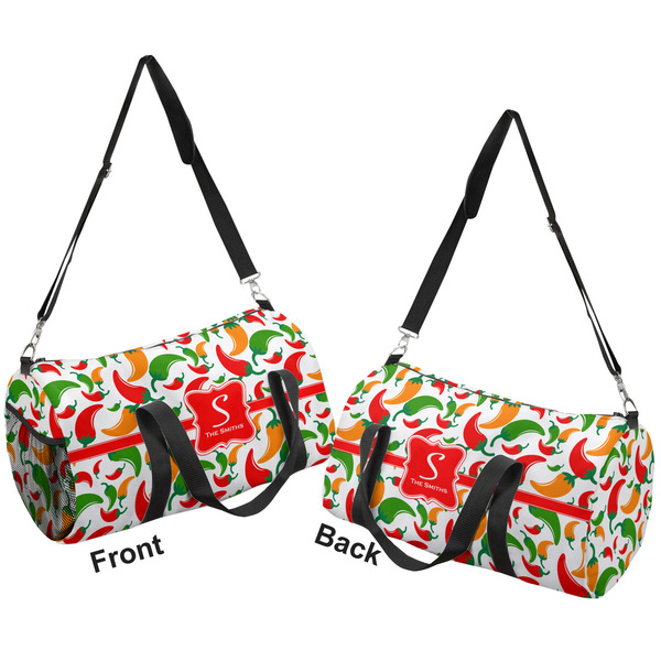 Colored Peppers Duffle bag large front and back sides