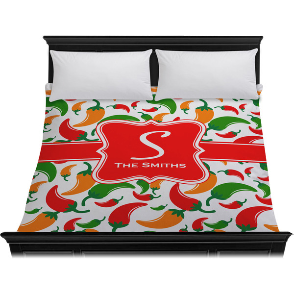 Colored Peppers Duvet Cover - King - On Bed - No Prop