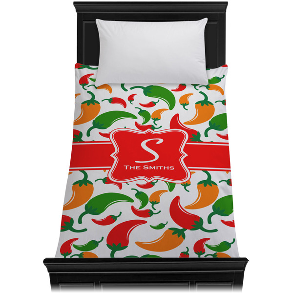 Colored Peppers Duvet Cover - Twin - On Bed - No Prop