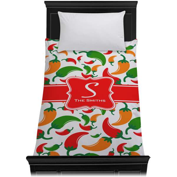 Colored Peppers Duvet Cover - Twin XL - On Bed - No Prop