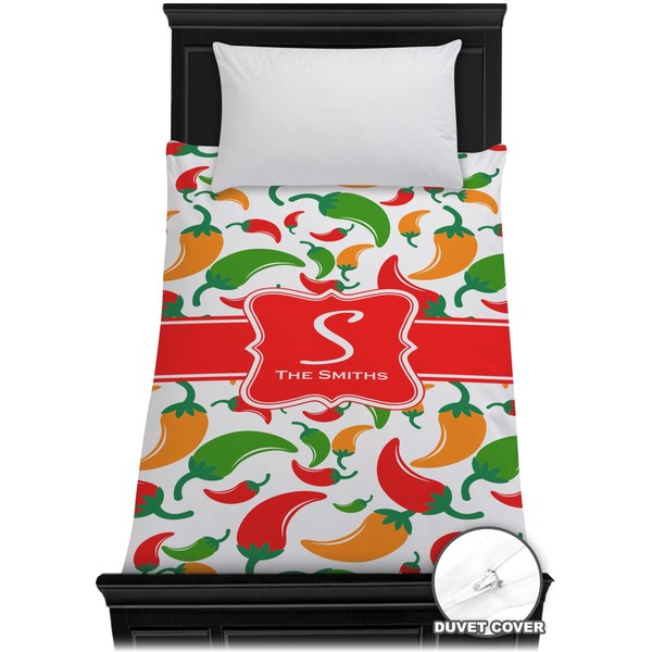 Custom Colored Peppers Duvet Cover - Twin (Personalized)