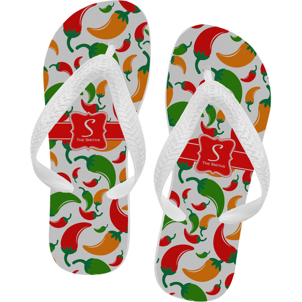Custom Colored Peppers Flip Flops - XSmall (Personalized)