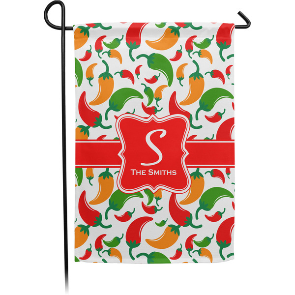 Custom Colored Peppers Small Garden Flag - Single Sided w/ Name and Initial