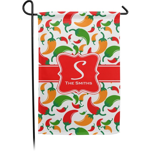 Custom Colored Peppers Small Garden Flag - Double Sided w/ Name and Initial