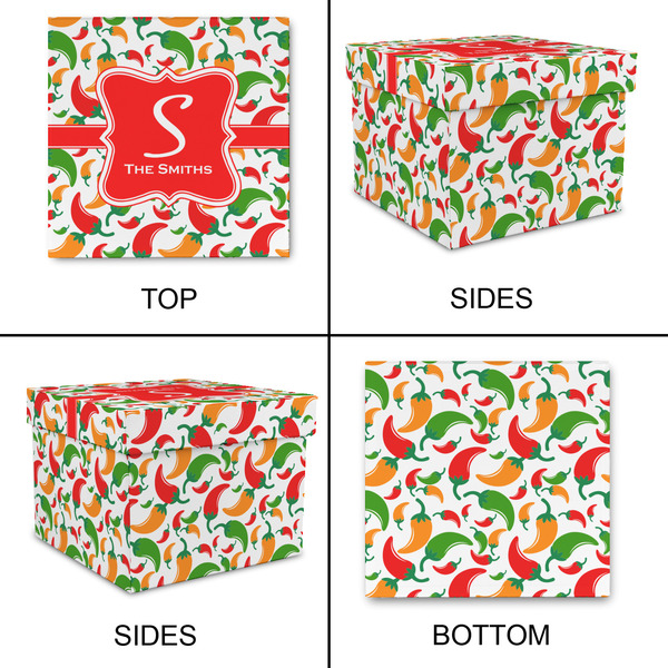 Colored Peppers Gift Boxes with Lid - Canvas Wrapped - Large - Approval
