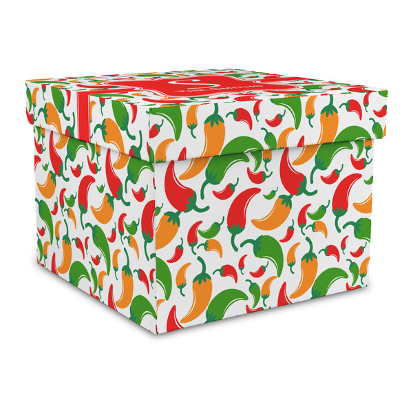 Custom Colored Peppers Gift Box with Lid - Canvas Wrapped - Large (Personalized)