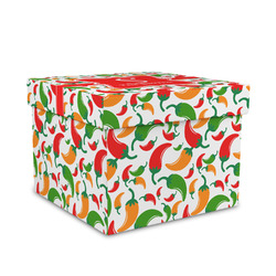 Colored Peppers Gift Box with Lid - Canvas Wrapped - Medium (Personalized)