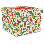 Colored Peppers Gift Box with Lid - Canvas Wrapped - X-Large (Personalized)