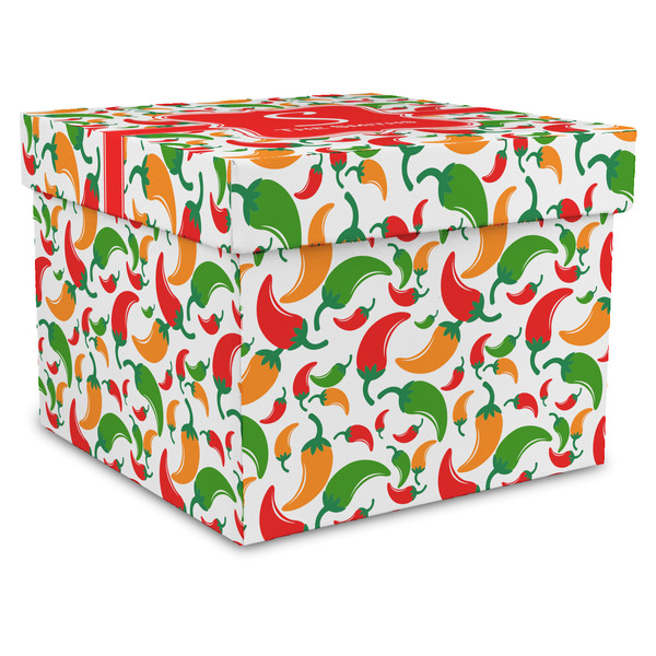 Custom Colored Peppers Gift Box with Lid - Canvas Wrapped - X-Large (Personalized)