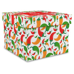 Colored Peppers Gift Box with Lid - Canvas Wrapped - XX-Large (Personalized)