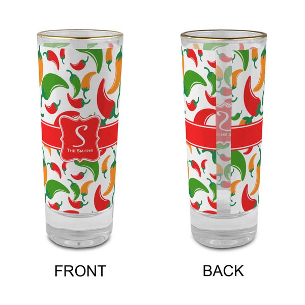 Colored Peppers Glass Shot Glass - 2 oz - Single - APPROVAL