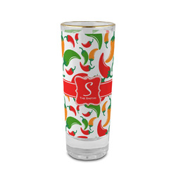 Colored Peppers 2 oz Shot Glass -  Glass with Gold Rim - Set of 4 (Personalized)