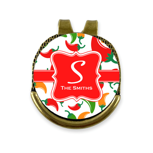 Custom Colored Peppers Golf Ball Marker - Hat Clip - Gold