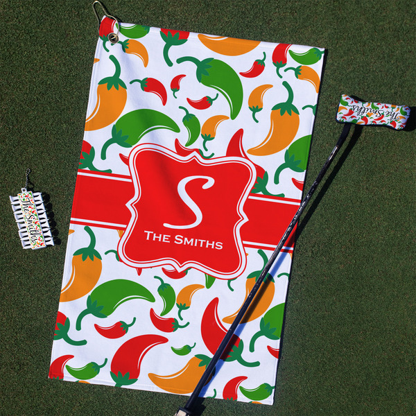 Custom Colored Peppers Golf Towel Gift Set (Personalized)