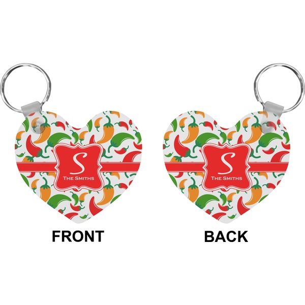 Colored Peppers Heart Keychain (Front + Back)