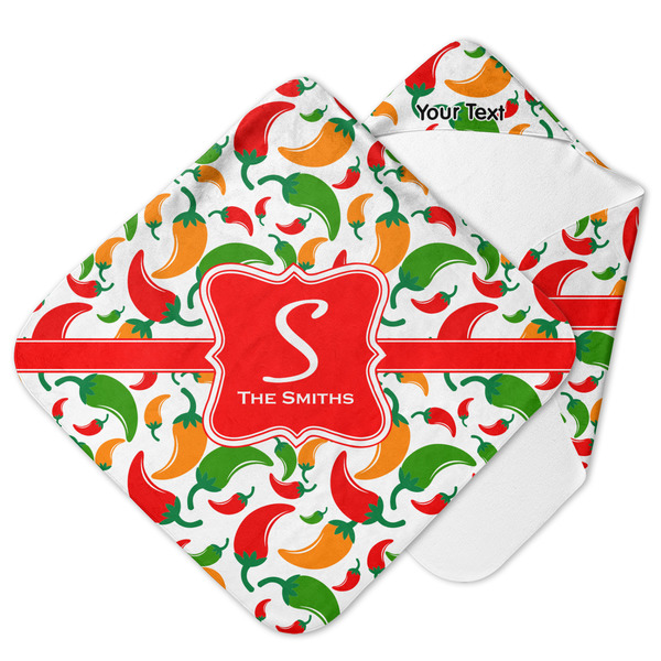 Custom Colored Peppers Hooded Baby Towel (Personalized)