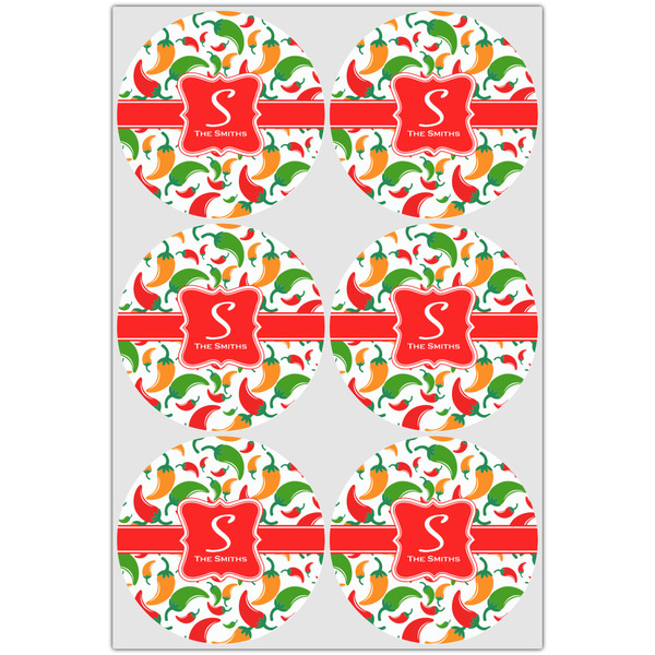 Colored Peppers Icing Circle - Large - Set of 6