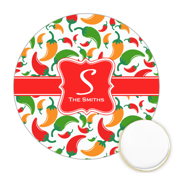 Custom Colored Peppers Printed Cookie Topper - Round (Personalized)