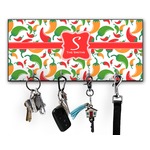 Colored Peppers Key Hanger w/ 4 Hooks w/ Name and Initial