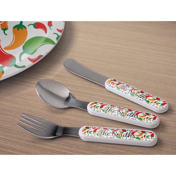 Colored Peppers Kids Flatware w/ Plate