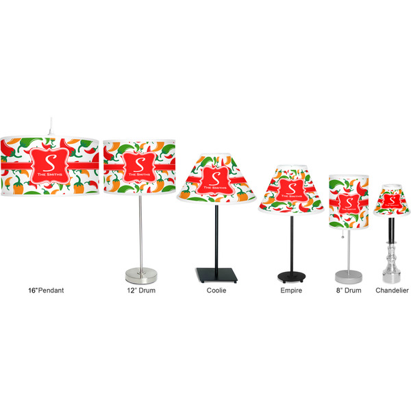 Colored Peppers Lamp Full View Size Comparison