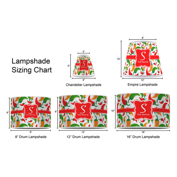 Colored Peppers Lampshade Sizing Chart